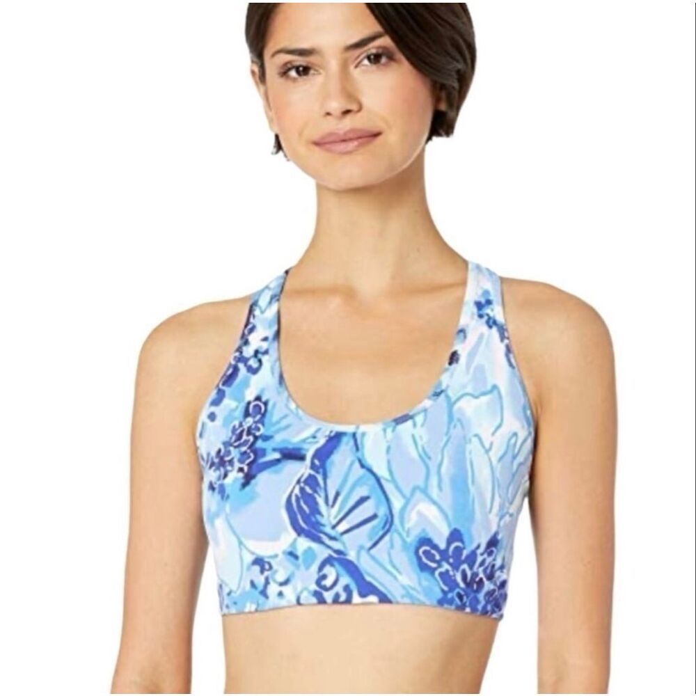 Lilly Pulitzer Jaydea Sports Bra Coastal Blue Catch n Keep Size XL‎